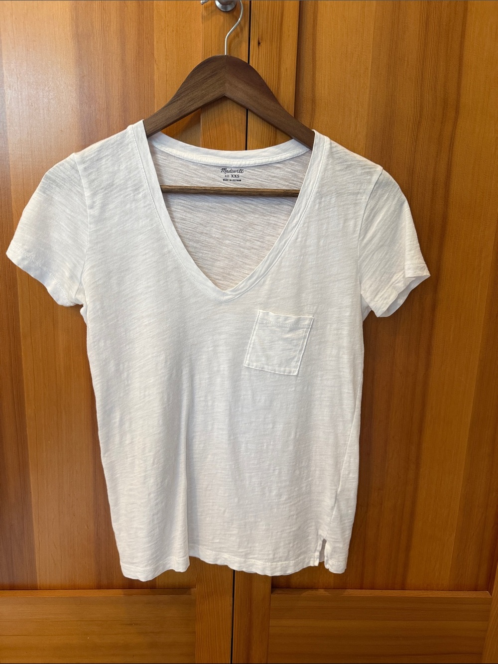 Madewell White Short-Sleeve V-Neck Pocket Tee